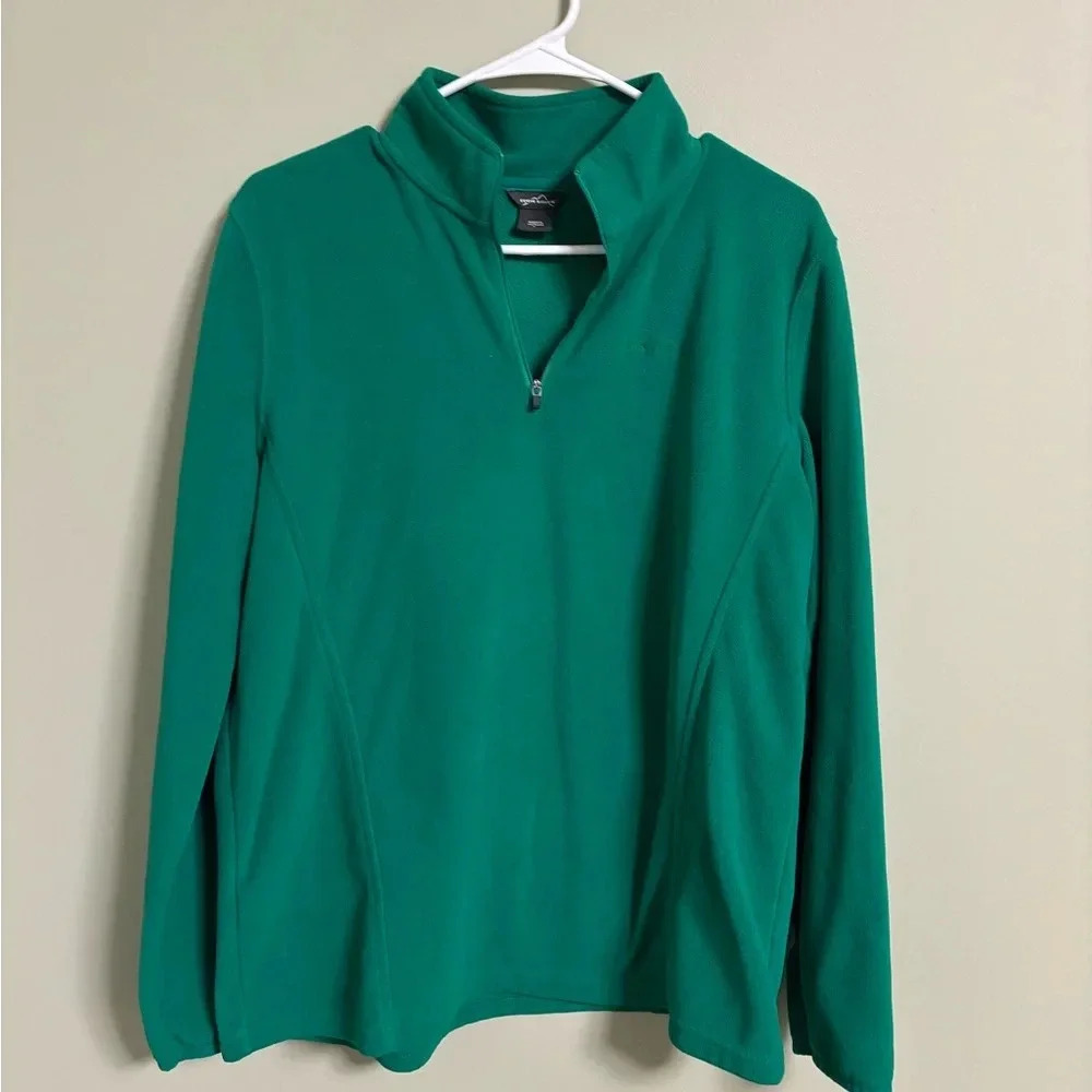 Eddie Bauer Green Long Sleeve 1/4 Zip Fleece Jacket Men’s Size Large Pullover